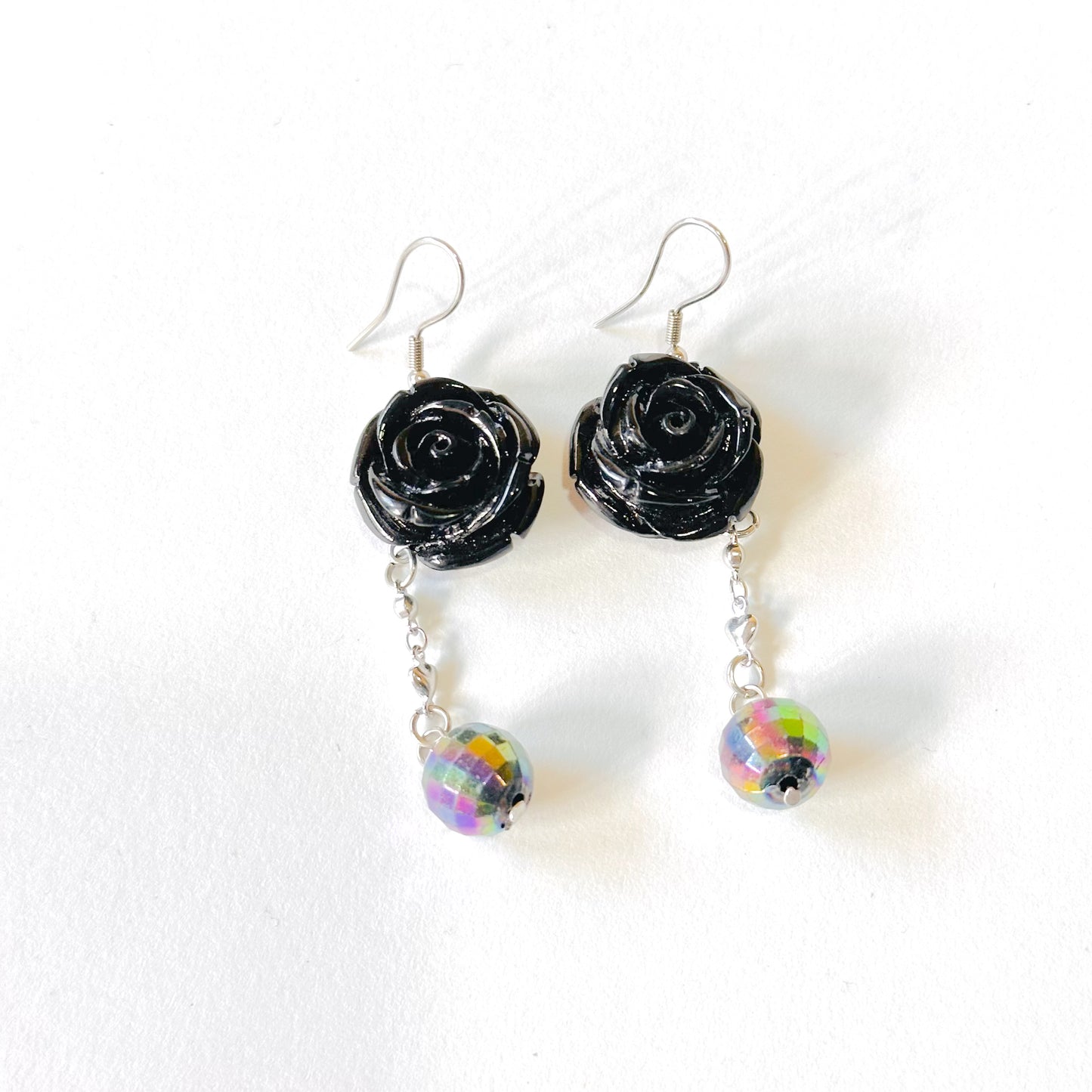 Aretes Flores negro